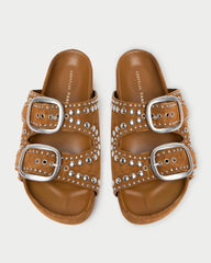 Loeffler Randall Jack Cacao Suede Studded Sandal L Flat Sandals L Footwear | Women Flat Sandals