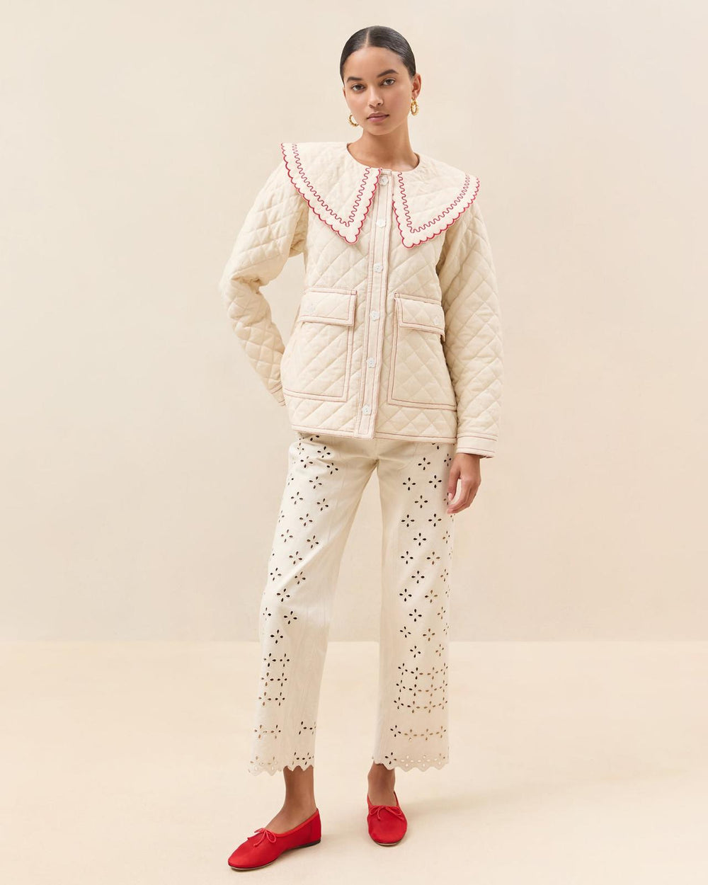 Loeffler Randall James Natural/Poppy Workwear Jacket L Outerwear L Apparel | Women Outerwear