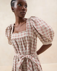 Loeffler Randall Jessa Brown Tulip Gingham Dress I Dresses I Apparel | Women Dresses