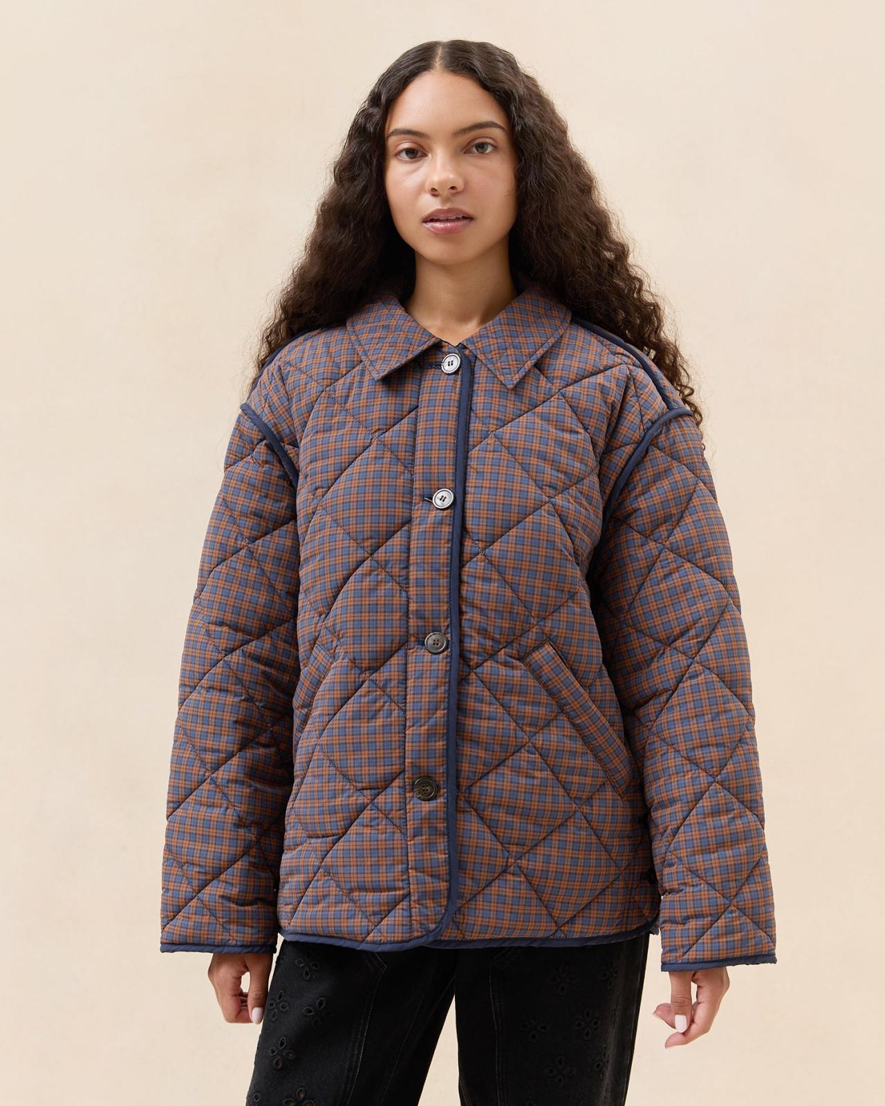 Loeffler Randall Joely Navy/Rust Quilted Jacket | Women Outerwear