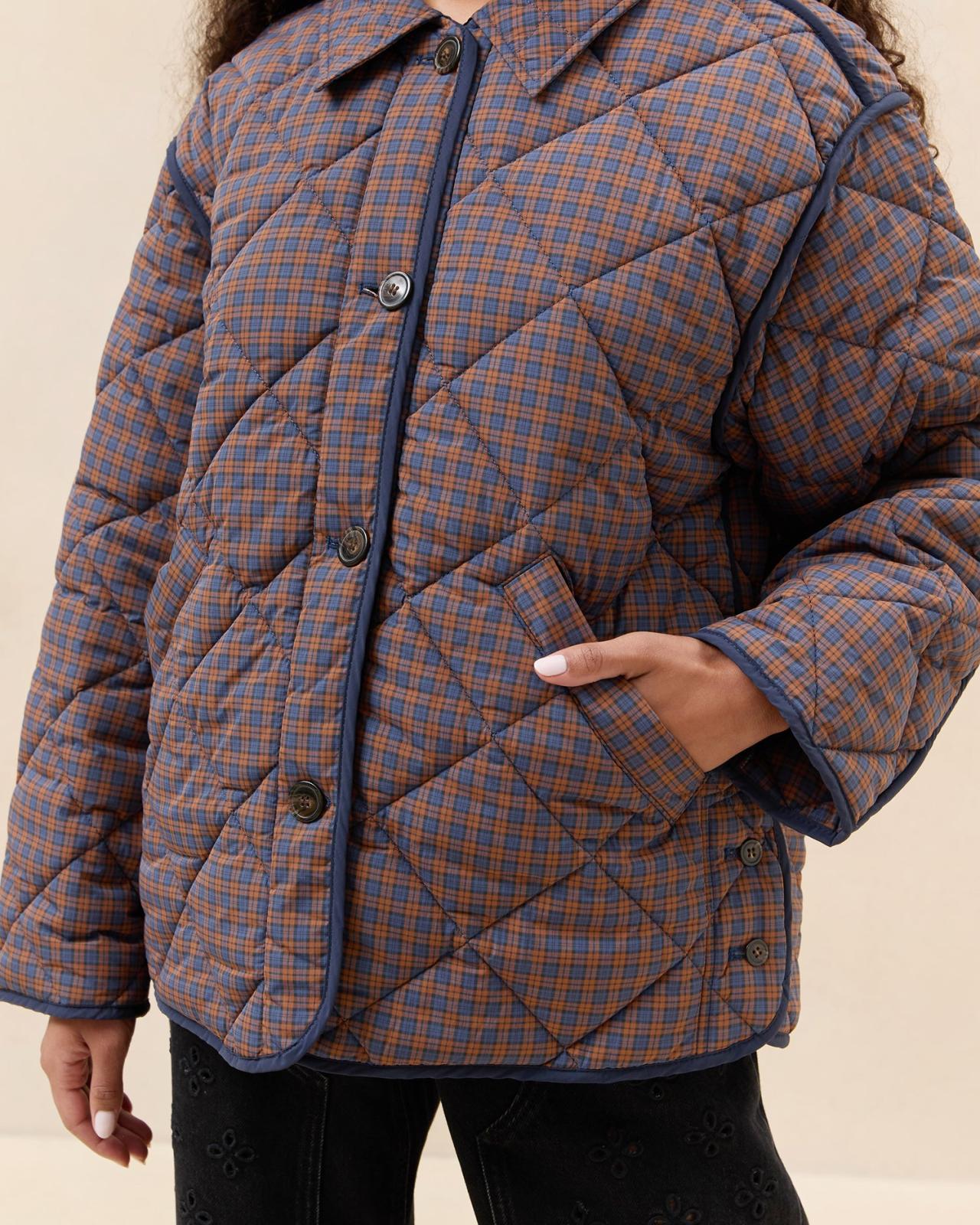 Loeffler Randall Joely Navy/Rust Quilted Jacket | Women Outerwear