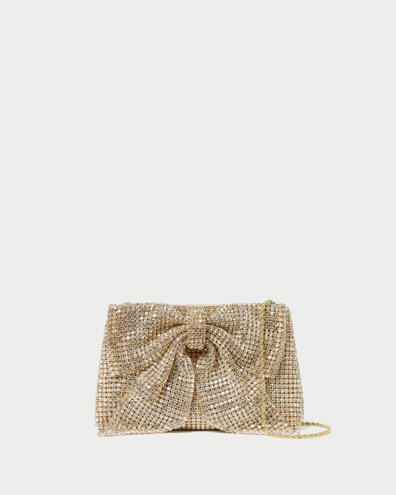Loeffler Randall Jolene Gold Diamanté Bow Clutch L Clutches L Handbags | Women Clutches