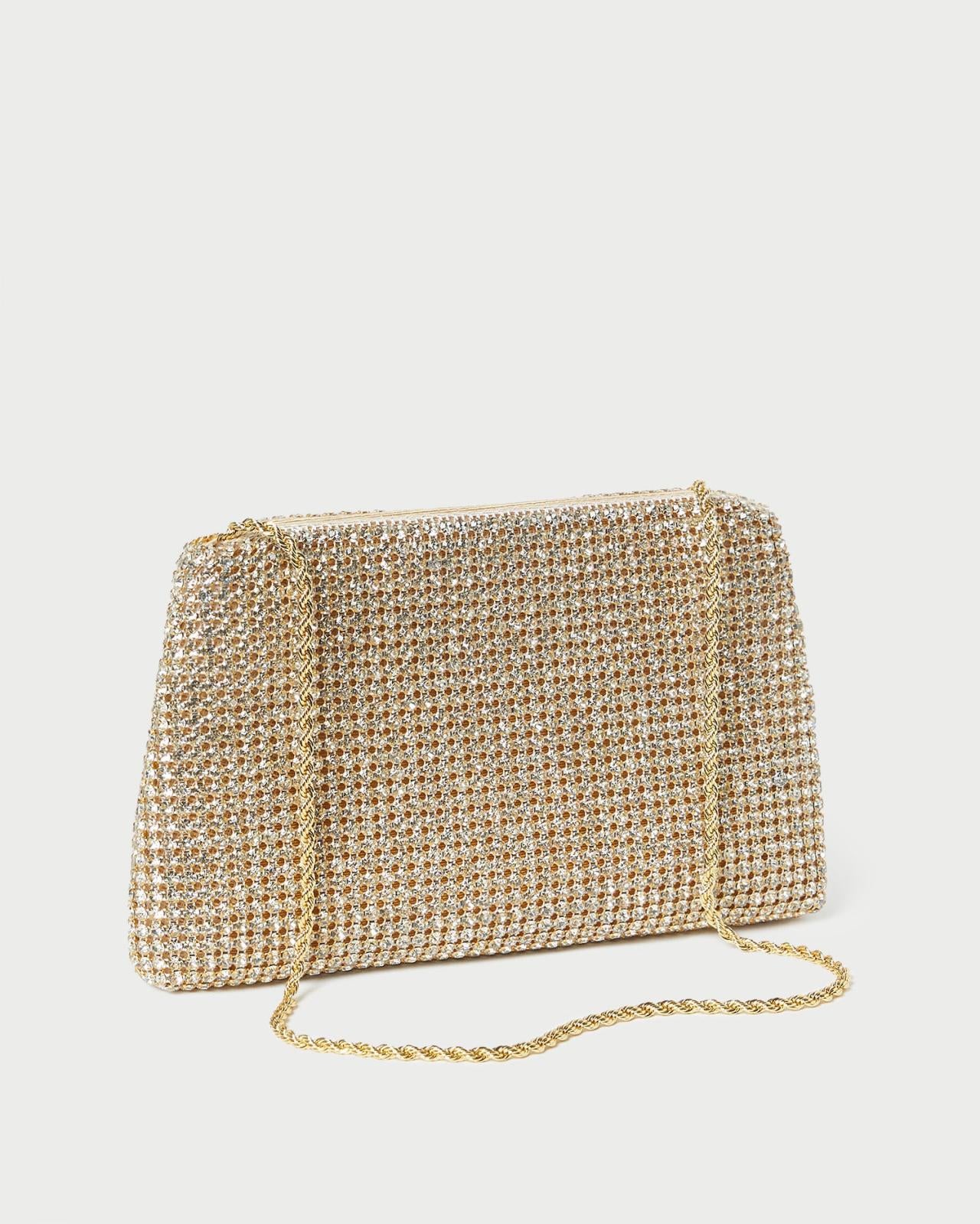 Loeffler Randall Jolene Gold Diamanté Bow Clutch L Clutches L Handbags | Women Clutches