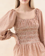 Loeffler Randall Julietta Brown Gingham Cotton Top I Tops I Apparel | Women Tops