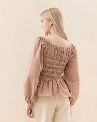 Loeffler Randall Julietta Brown Gingham Cotton Top I Tops I Apparel | Women Tops