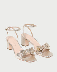 Loeffler Randall Kimora Champagne Pleated Bow Heel I Heeled Sandals I Footwear | Women Heeled Sandals