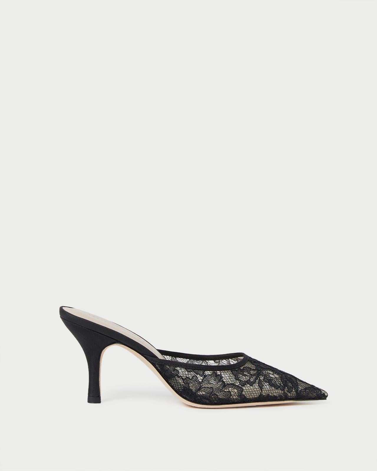 Loeffler Randall Layla Black Lace Mesh Mule L Pumps L Footwear | Women Pumps &amp; Mules