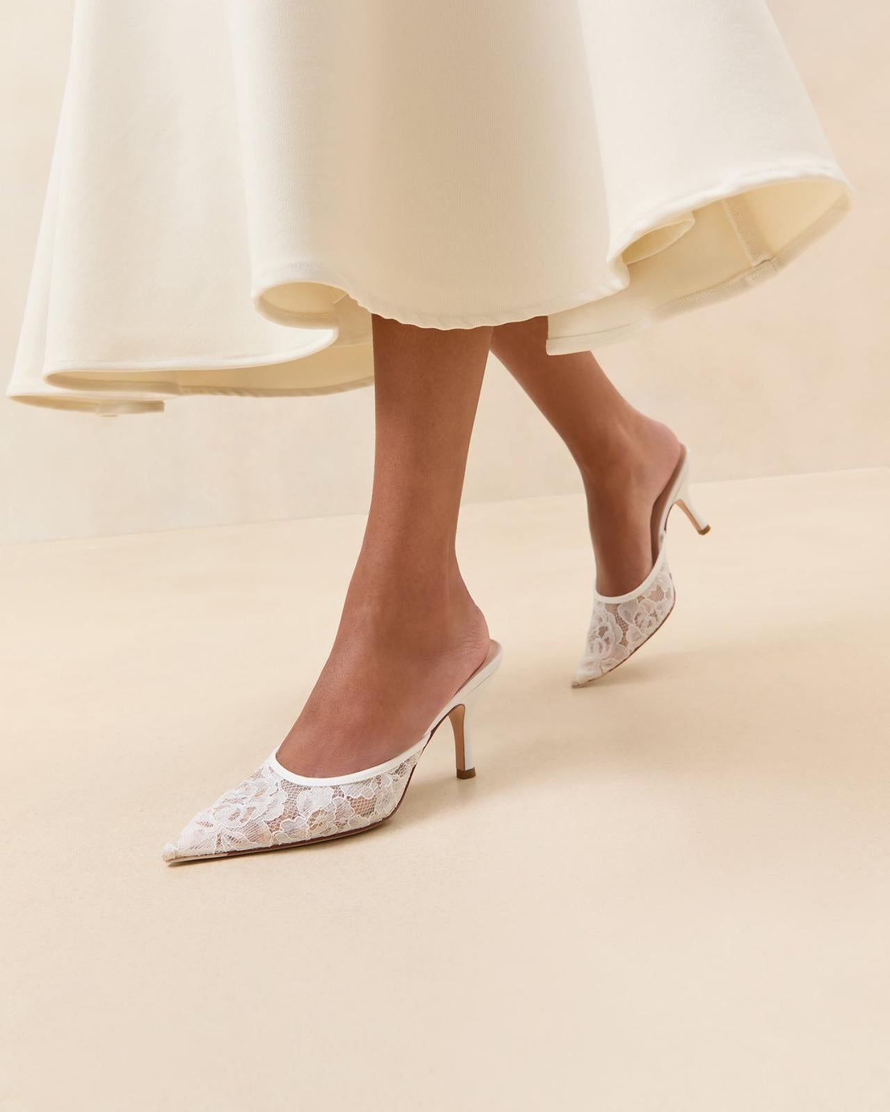 Loeffler Randall Layla White Lace Mule | Women Pumps &amp; Mules