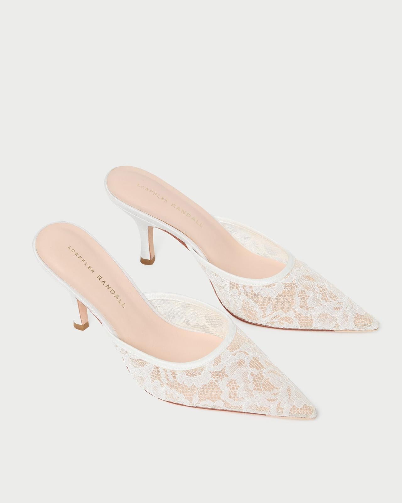 Loeffler Randall Layla White Lace Mule | Women Pumps &amp; Mules