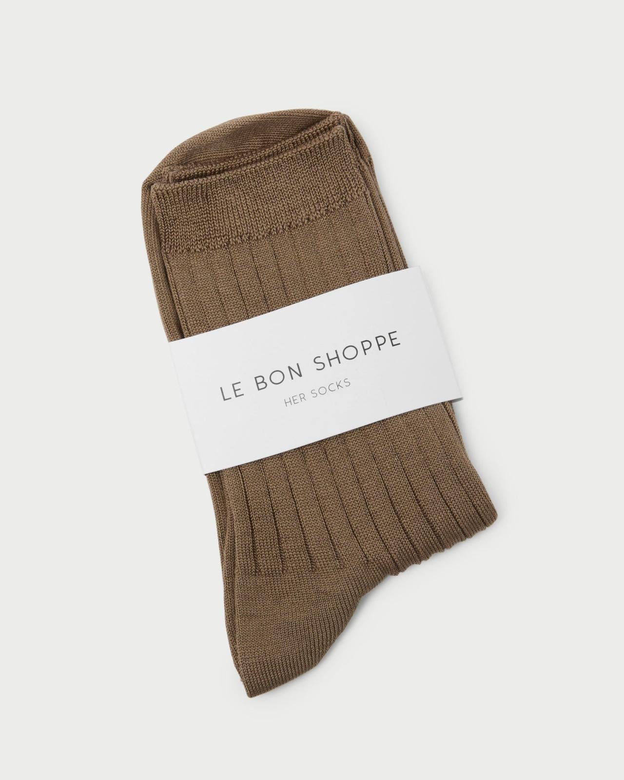 Loeffler Randall Le Bon Shoppe Dark Tan Trouser Sock | Women Soft Accessories