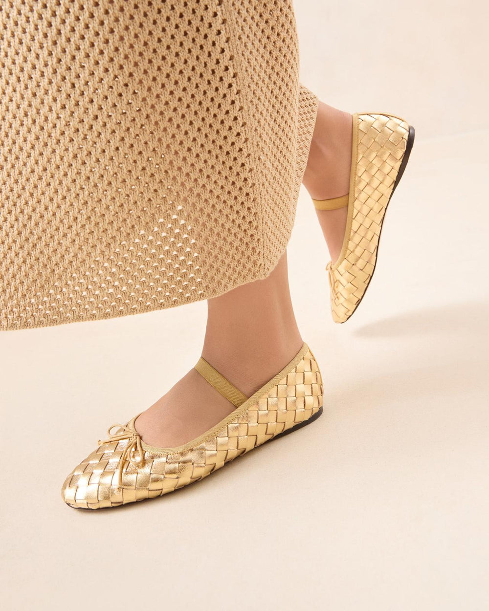 Loeffler Randall Leonie Gold Woven Ballet Flat I Flats I Footwear | Women Flats &amp; Loafers