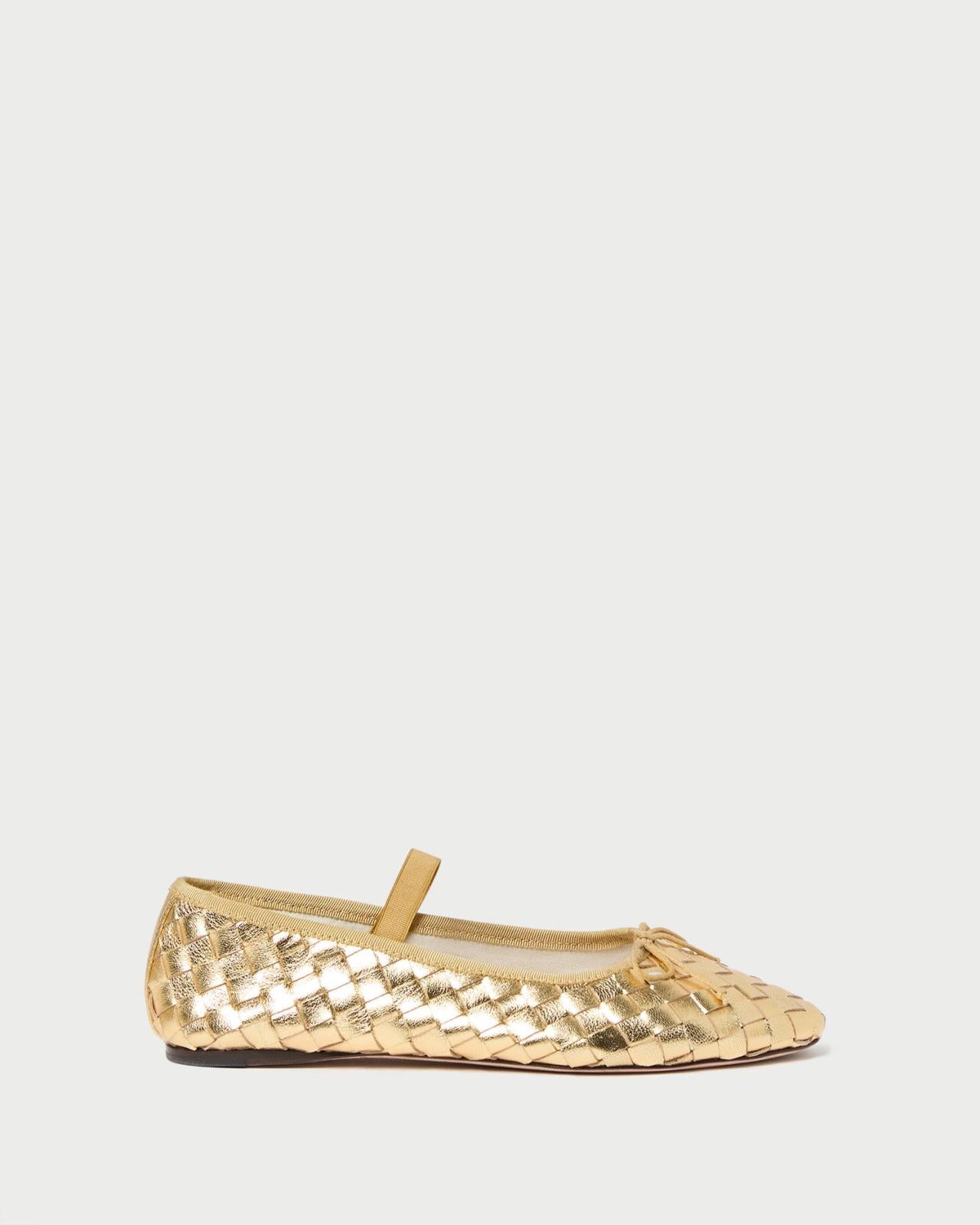 Loeffler Randall Leonie Gold Woven Ballet Flat I Flats I Footwear | Women Flats &amp; Loafers