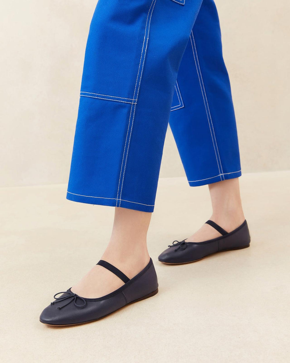 Loeffler Randall Leonie Navy Leather Ballet Flat L Flats L Footwear | Women Flats &amp; Loafers