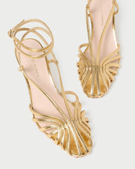 Loeffler Randall Livvy Gold Leather Heeled Sandal I Heeled Sandals I Footwear | Women Heeled Sandals
