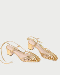 Loeffler Randall Livvy Gold Leather Heeled Sandal I Heeled Sandals I Footwear | Women Heeled Sandals