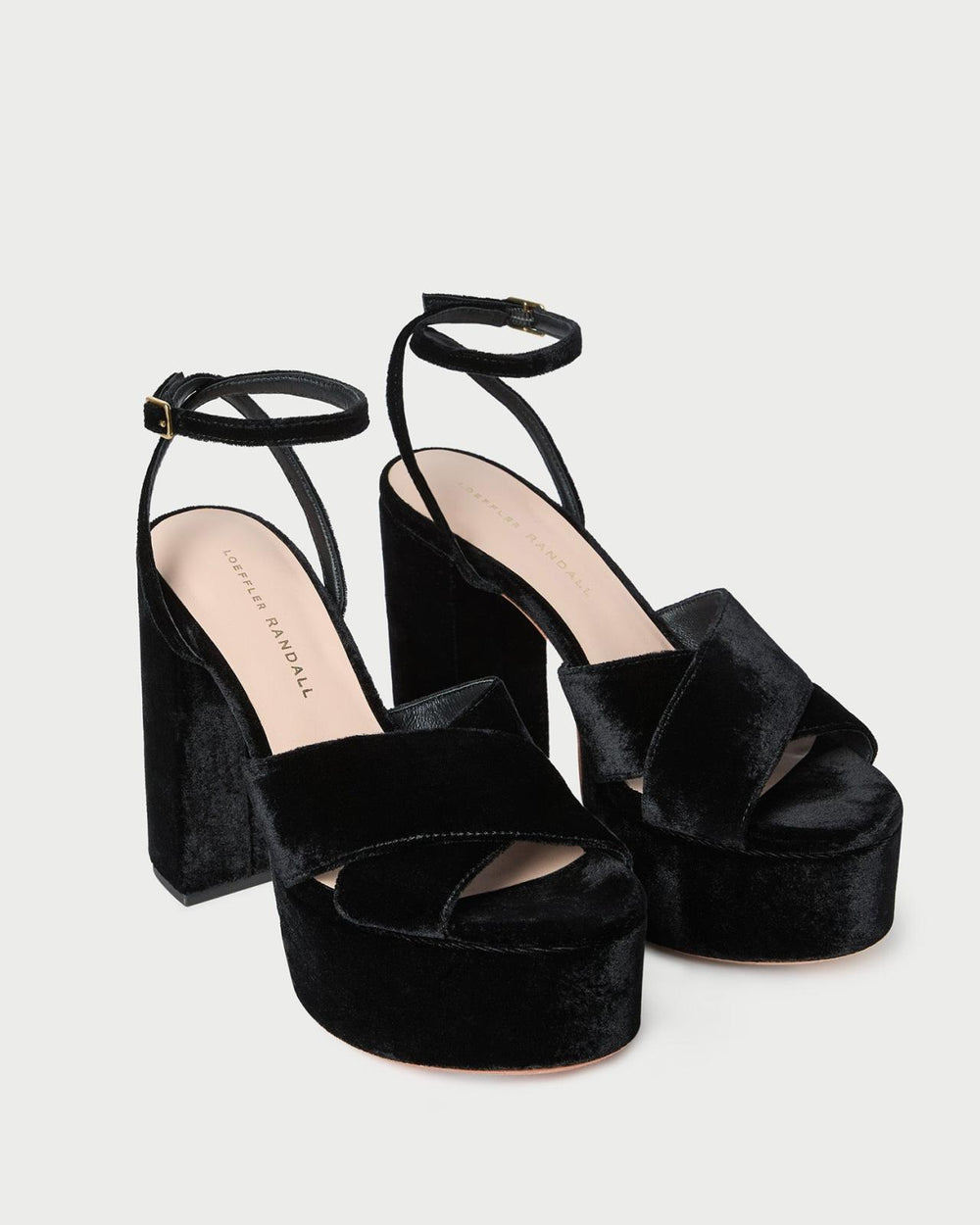 Loeffler Randall Loretta Black Velvet Platform Sandal | Women Heeled Sandals