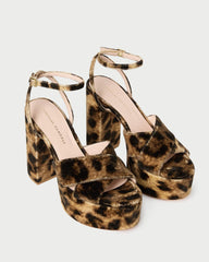 Loeffler Randall Loretta Leopard Velvet Platform Sandal | Women Heeled Sandals