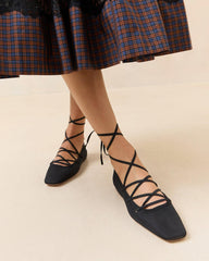 Loeffler Randall Louisa Black Lace-Up Ballet Flat | Women Flats &amp; Loafers