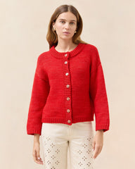 Loeffler Randall Maddie Red Wool Cardigan | Women Tops