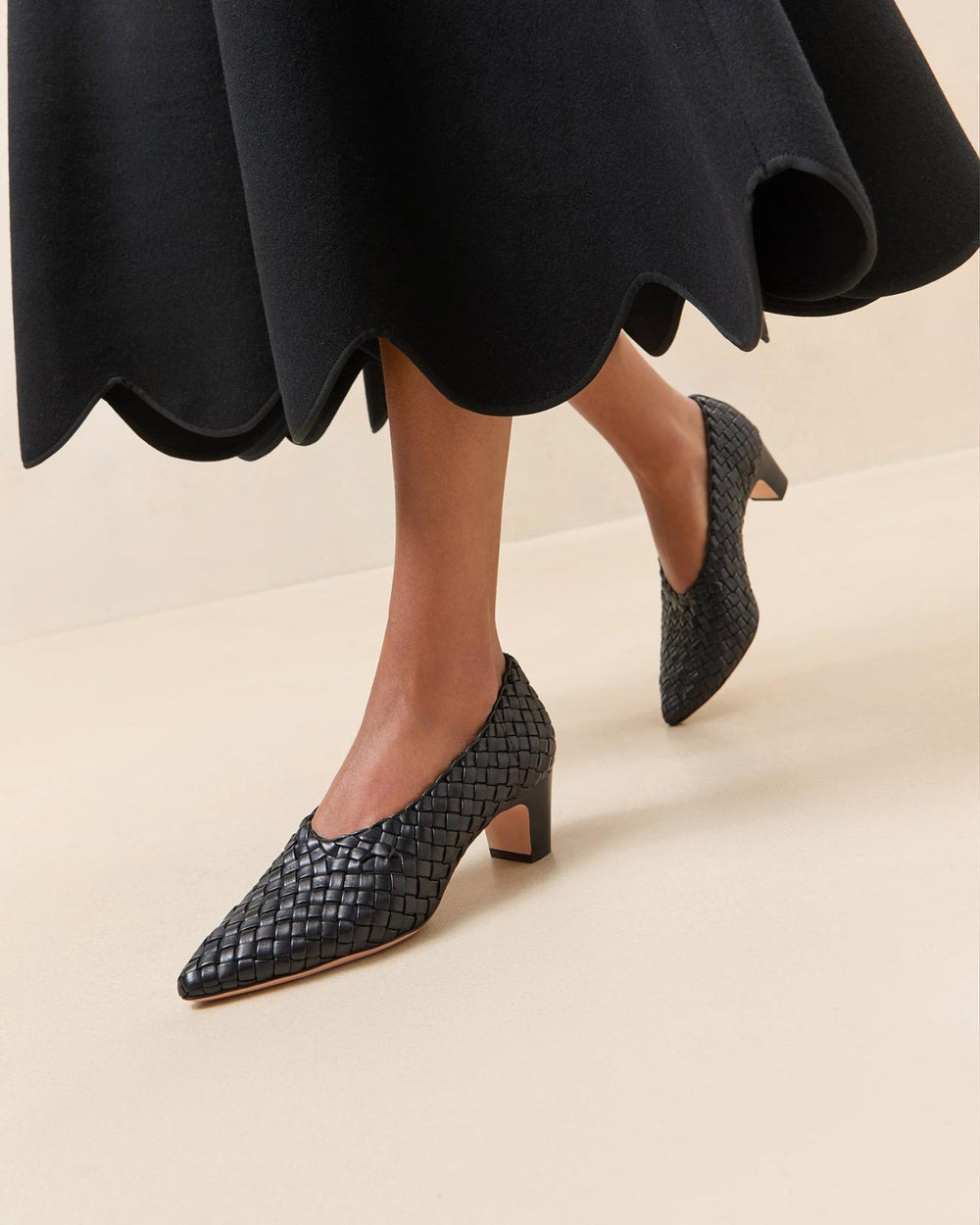 Loeffler Randall Maeve Black Woven Low Pump | Women Pumps &amp; Mules
