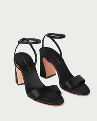 Loeffler Randall Malia Black Satin Heeled Sandal | Women Heeled Sandals