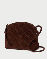 Loeffler Randall Mallory Espresso Woven Suede Crossbody | Women Crossbodies