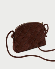 Loeffler Randall Mallory Espresso Woven Suede Crossbody | Women Crossbodies