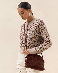 Loeffler Randall Mallory Espresso Woven Suede Crossbody | Women Crossbodies