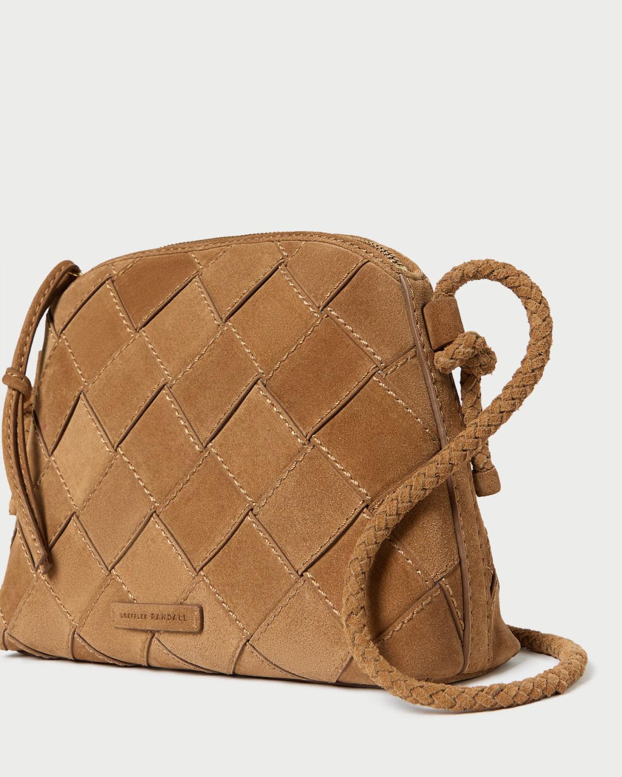 Loeffler Randall Mallory Toffee Woven Suede Crossbody I Crossbodies I Handbags | Women Crossbodies