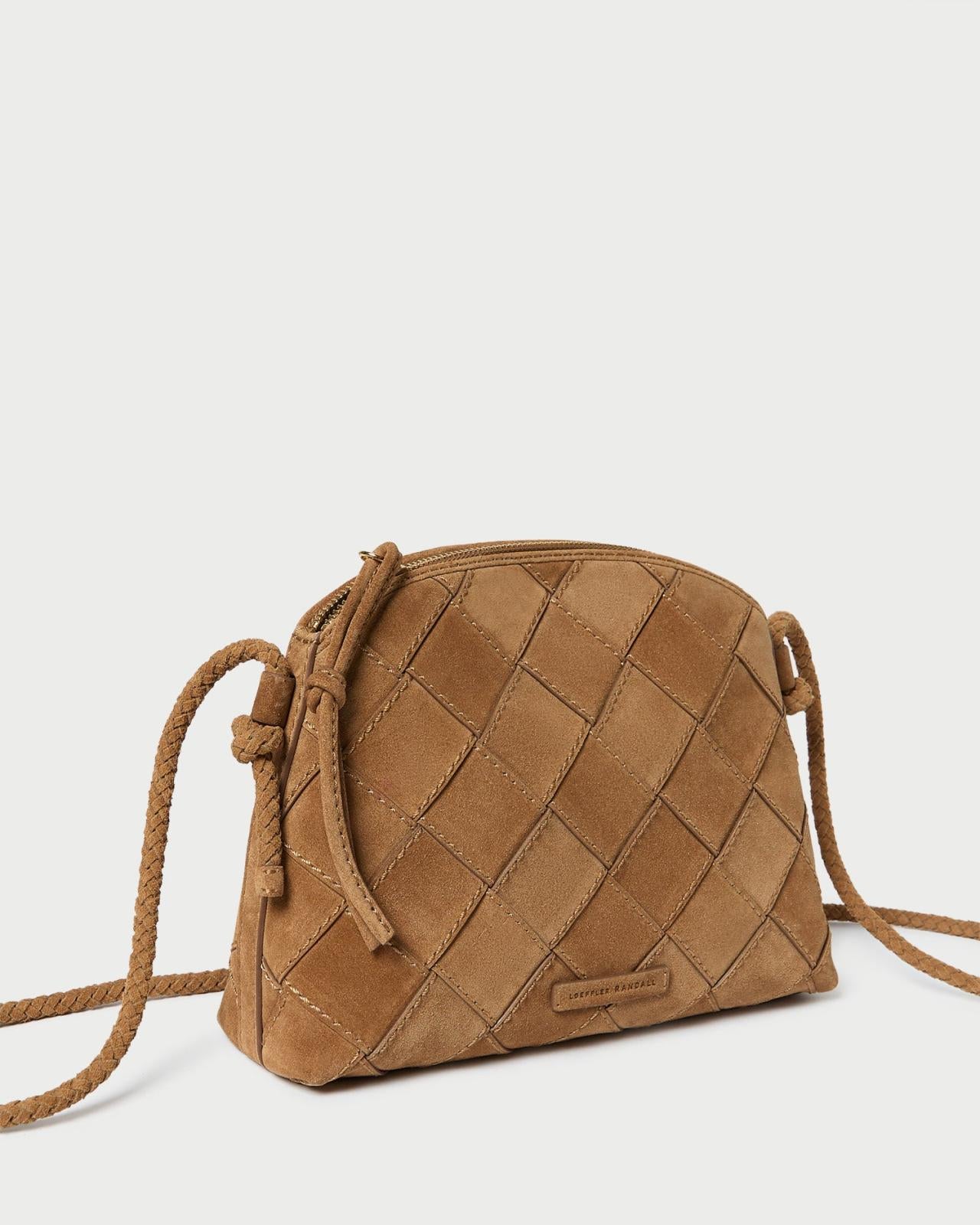 Loeffler Randall Mallory Toffee Woven Suede Crossbody I Crossbodies I Handbags | Women Crossbodies
