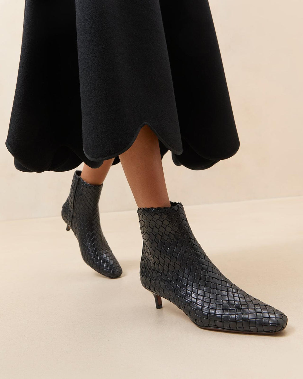 Loeffler Randall Marcella Black Woven Ankle Boot | Women Boots