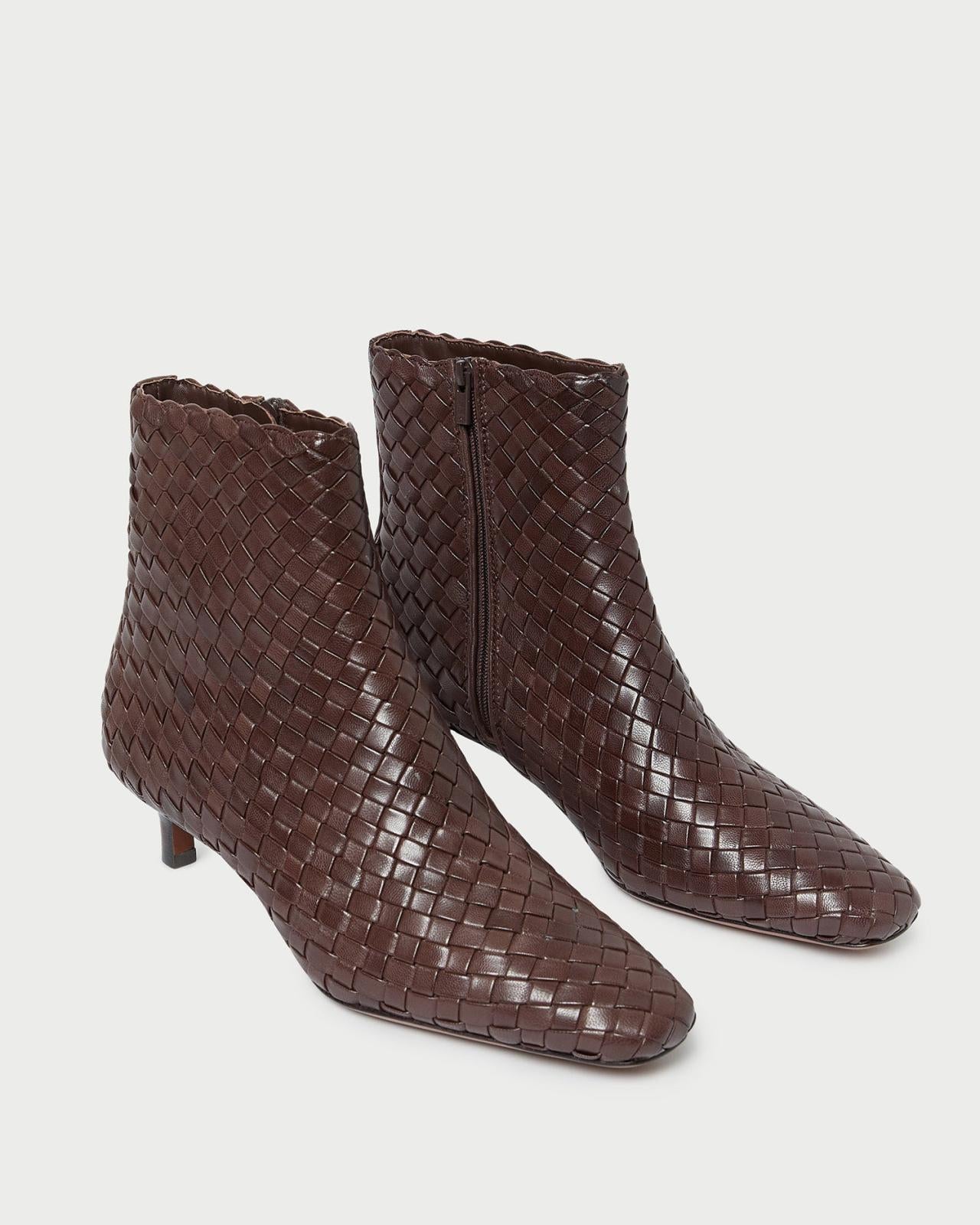 Loeffler Randall Marcella Espresso Woven Ankle Boot | Women Boots