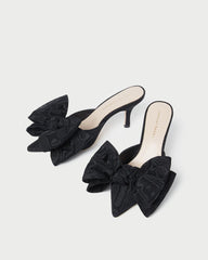 Loeffler Randall Margot Black Moiré Bow Mule L Pumps L Footwear | Women Pumps &amp; Mules