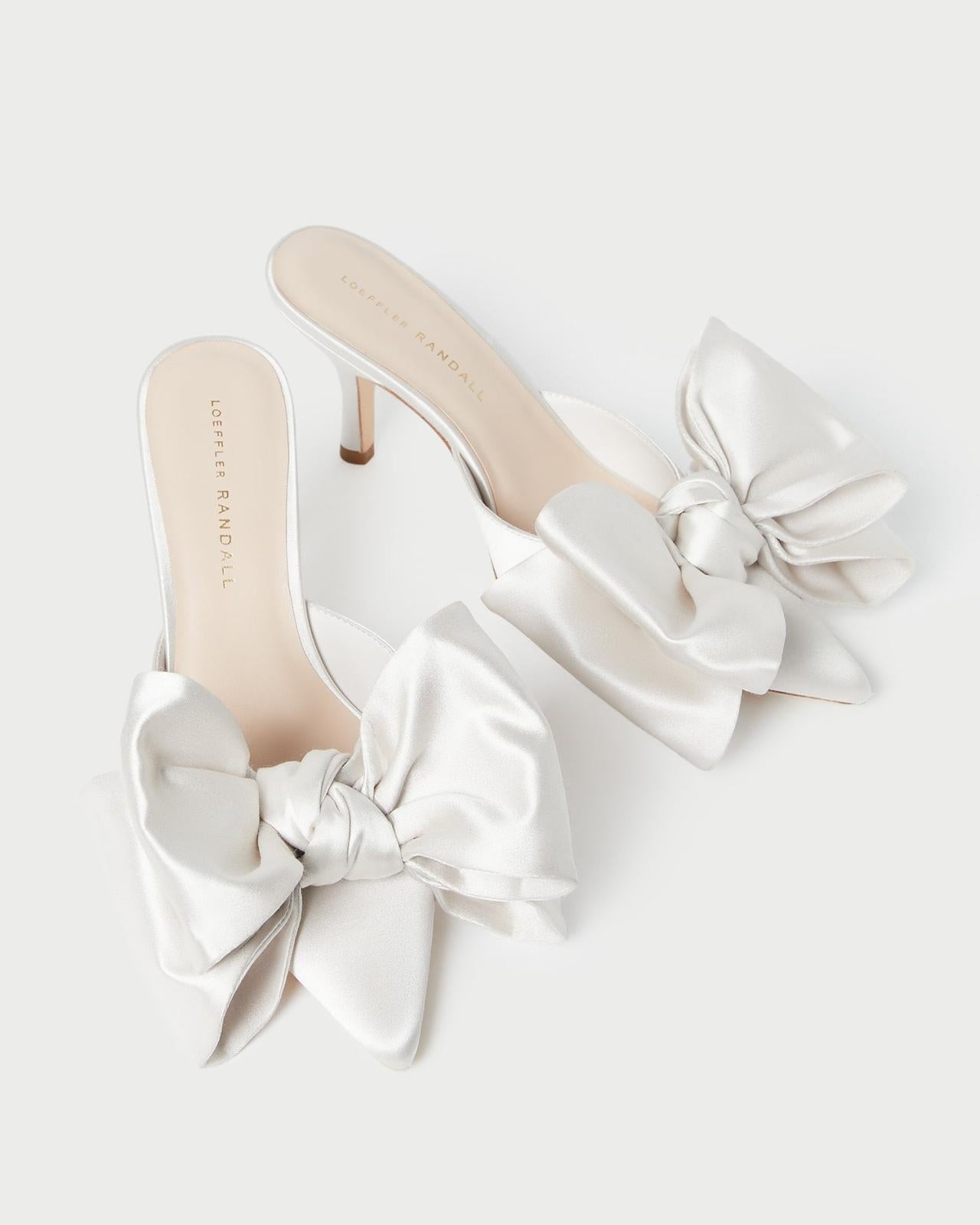 Loeffler Randall Margot Cream Satin Bow Mule L Pumps L Footwear | Women Pumps &amp; Mules