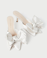 Loeffler Randall Margot Cream Satin Bow Mule L Pumps L Footwear | Women Pumps &amp; Mules