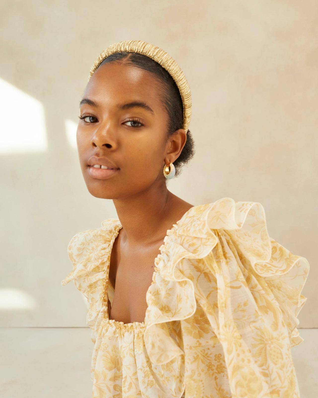 Loeffler Randall Marina Puffy Headband Gold | Women Accessories