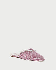 Loeffler Randall Marky Cream/Maroon Gingham Slipper | Women Accessories