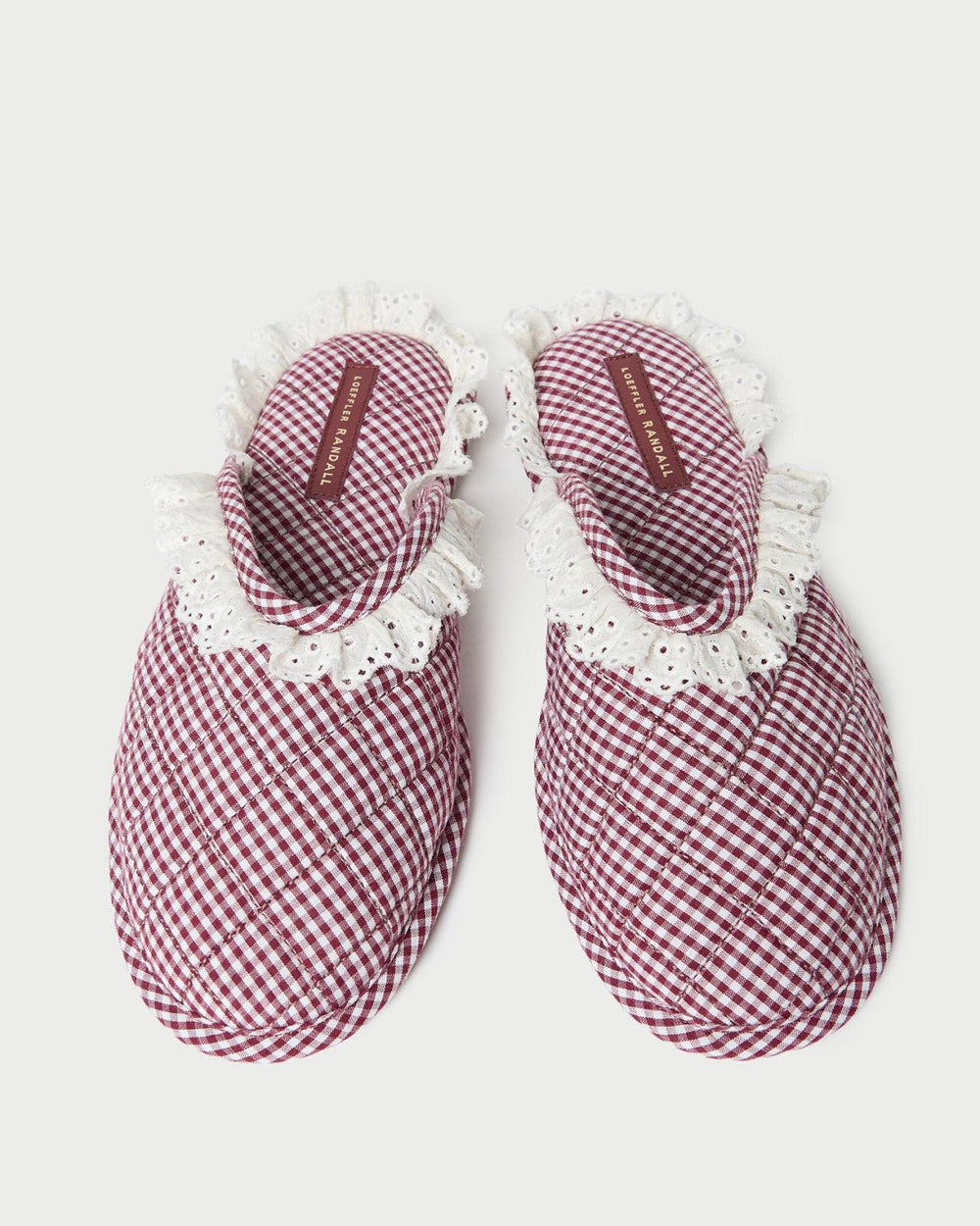 Loeffler Randall Marky Cream/Maroon Gingham Slipper | Women Soft Accessories