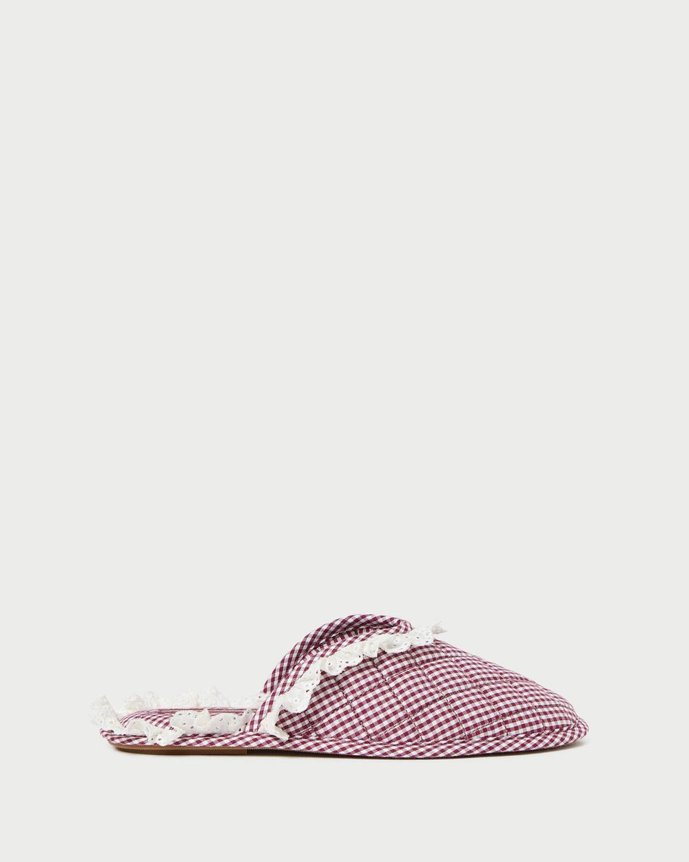 Loeffler Randall Marky Cream/Maroon Gingham Slipper | Women Soft Accessories