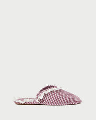 Loeffler Randall Marky Cream/Maroon Gingham Slipper | Women Soft Accessories