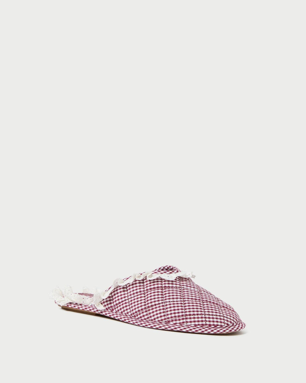 Loeffler Randall Marky Cream/Maroon Gingham Slipper | Women Soft Accessories
