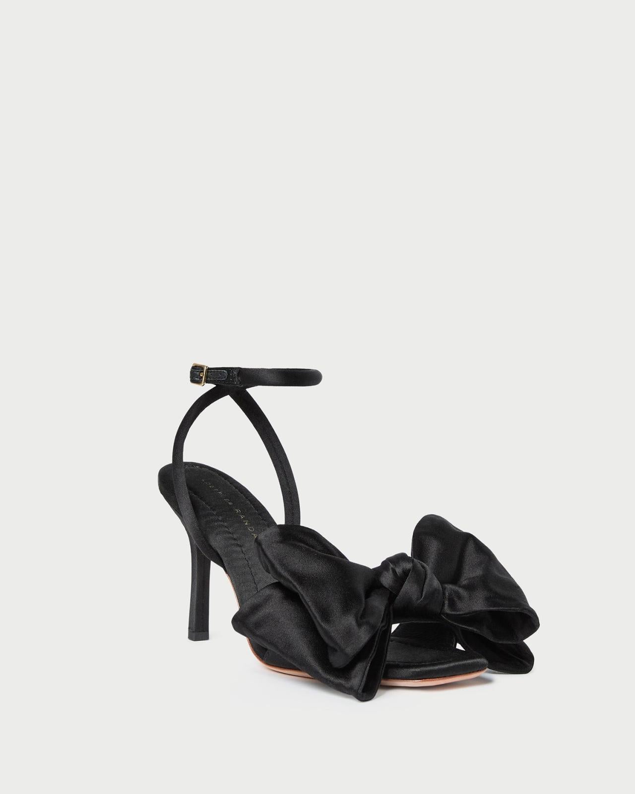 Loeffler Randall Marlena Black Satin Bow Sandal | Women Heeled Sandals