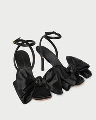Loeffler Randall Marlena Black Satin Bow Sandal | Women Heeled Sandals