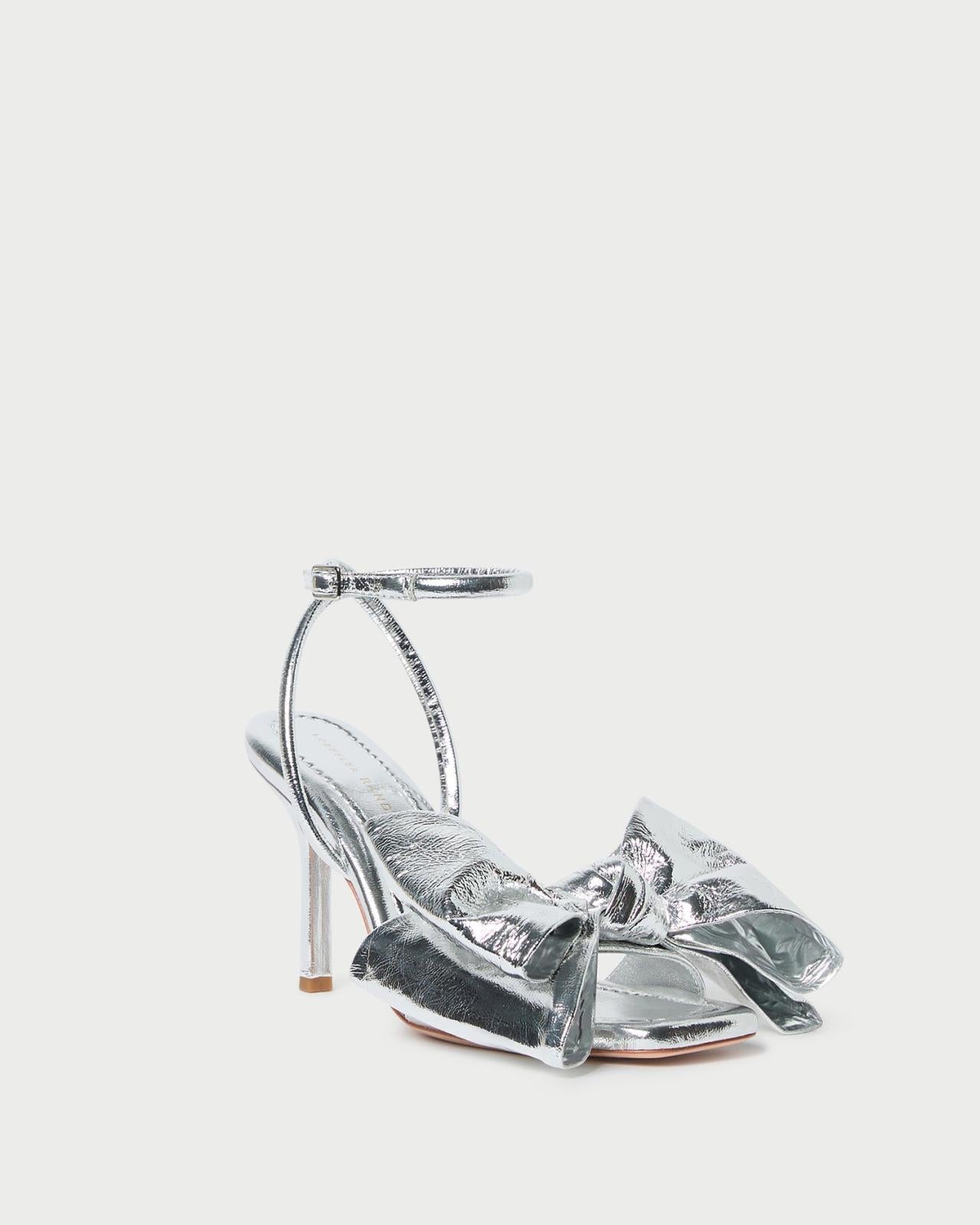 Loeffler Randall Marlena Silver Leather Bow Sandal | Women Heeled Sandals