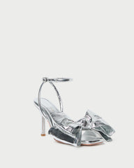 Loeffler Randall Marlena Silver Leather Bow Sandal | Women Heeled Sandals