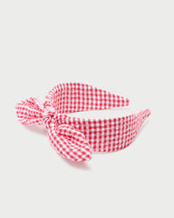Loeffler Randall Meadow Red Gingham Knot Headband I Hair Accessories I Accessories | Women Accessories