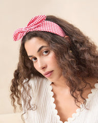 Loeffler Randall Meadow Red Gingham Knot Headband I Hair Accessories I Accessories | Women Accessories