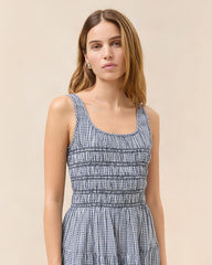 Loeffler Randall Melody Navy Gingham Mini Dress | Women Dresses