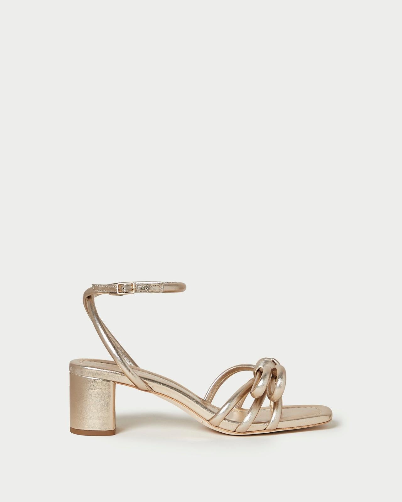 Loeffler Randall Mikel Champagne Bow Mid-Heel Sandal L Heeled Sandals L Footwear | Women Heeled Sandals