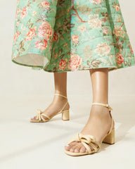 Loeffler Randall Mikel Natural Bow Mid-Heel Sandal L Heeled Sandals L Footwear | Women Heeled Sandals